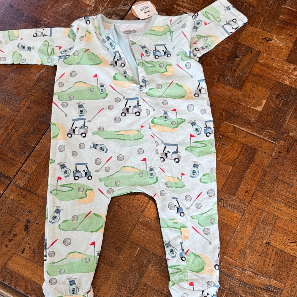 Mud Pie Green Golf Cart Kids One Piece